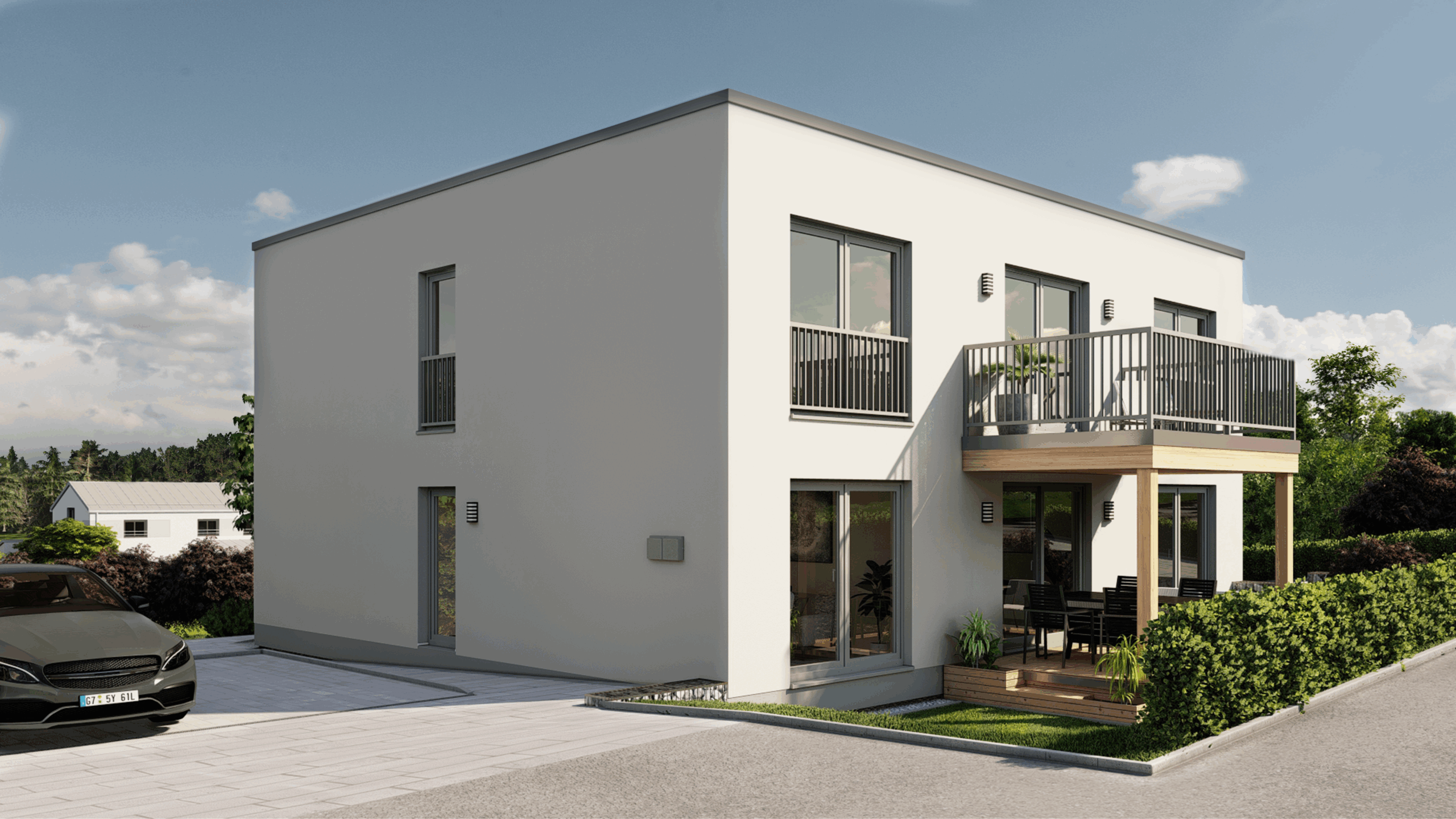 Ansicht des Zweifamilienhauses in Regen
