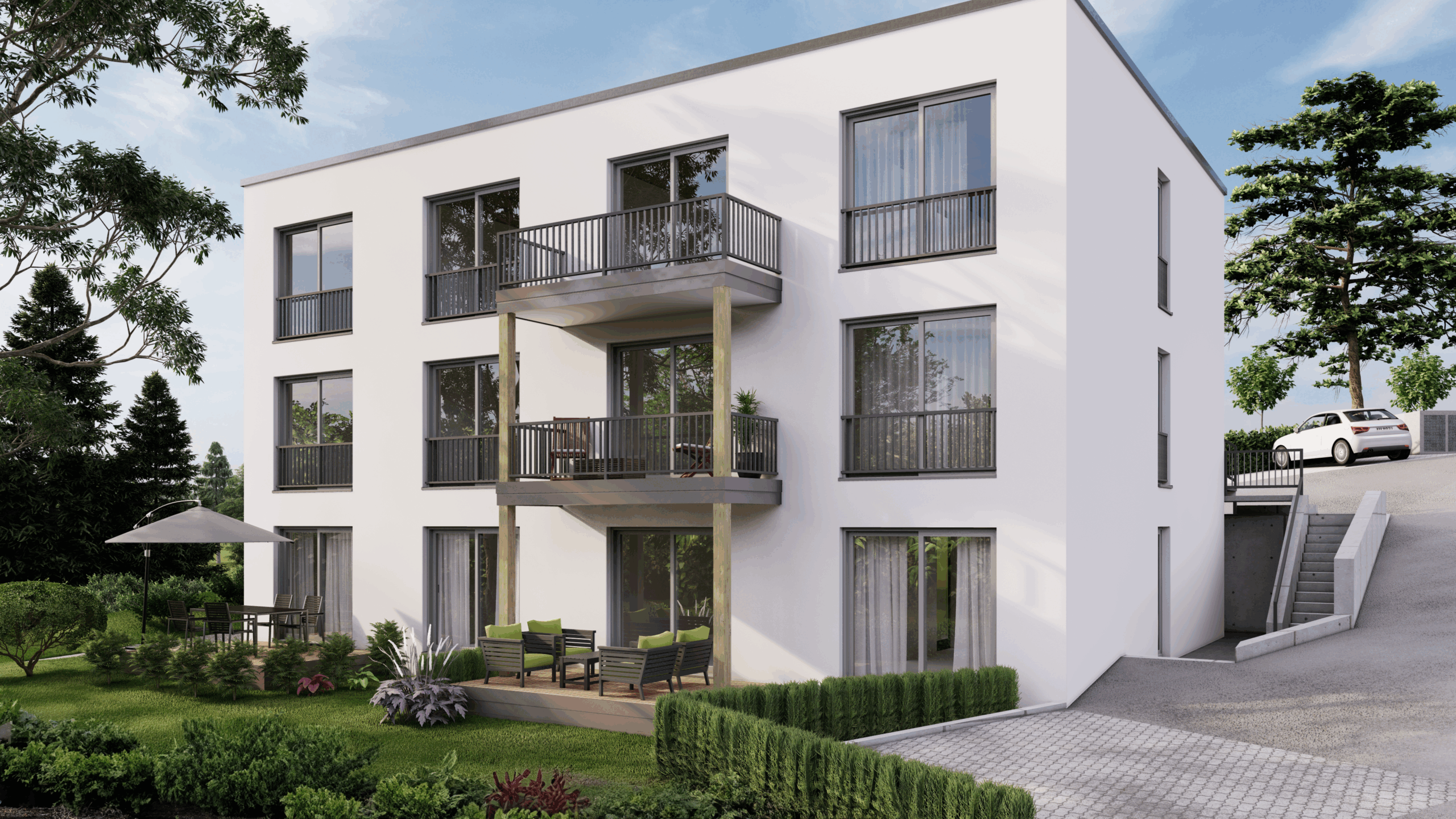 Ansicht eines Sechsfamilienhauses